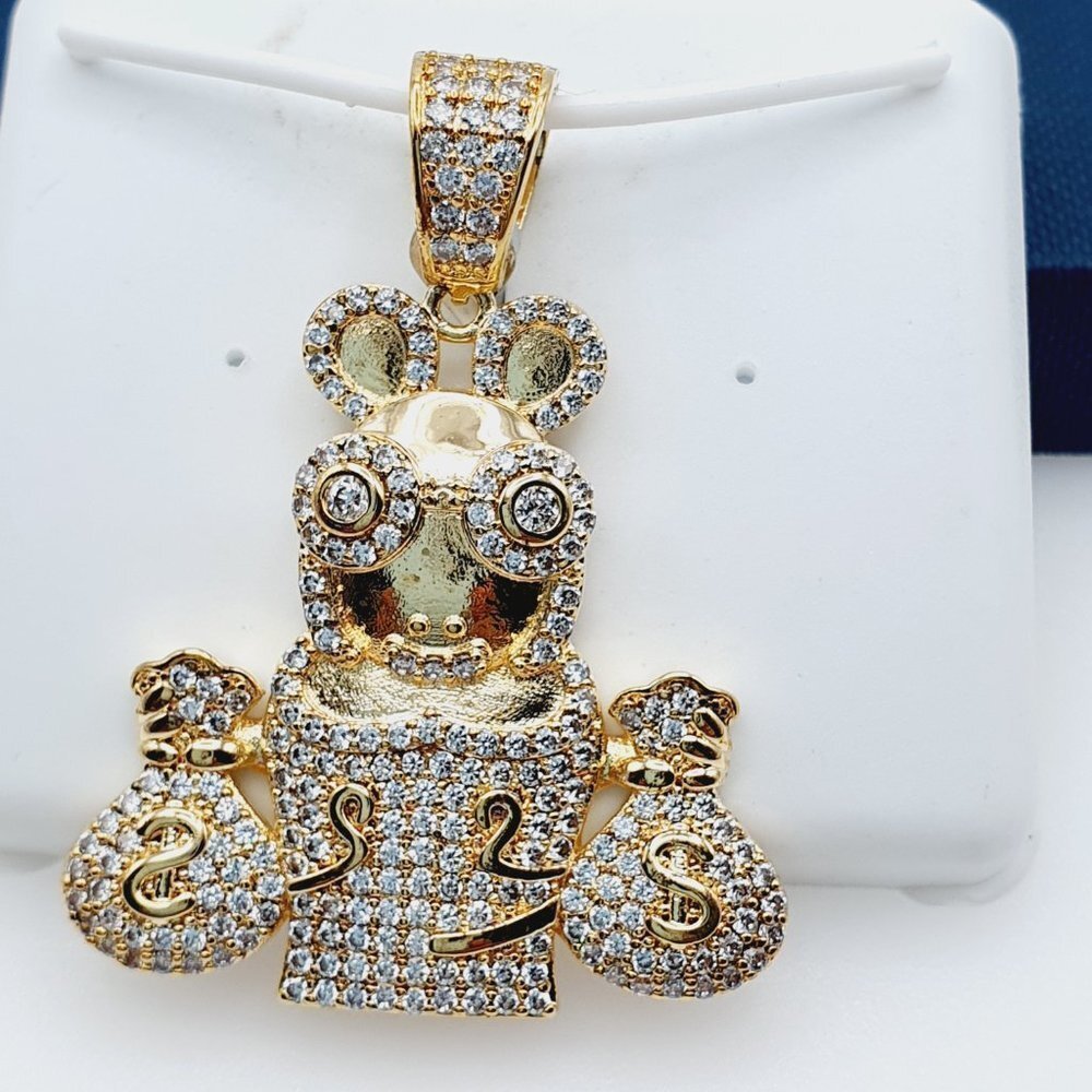 "14K Gold Plated Cubic Zircon Pendant, EVBRS361